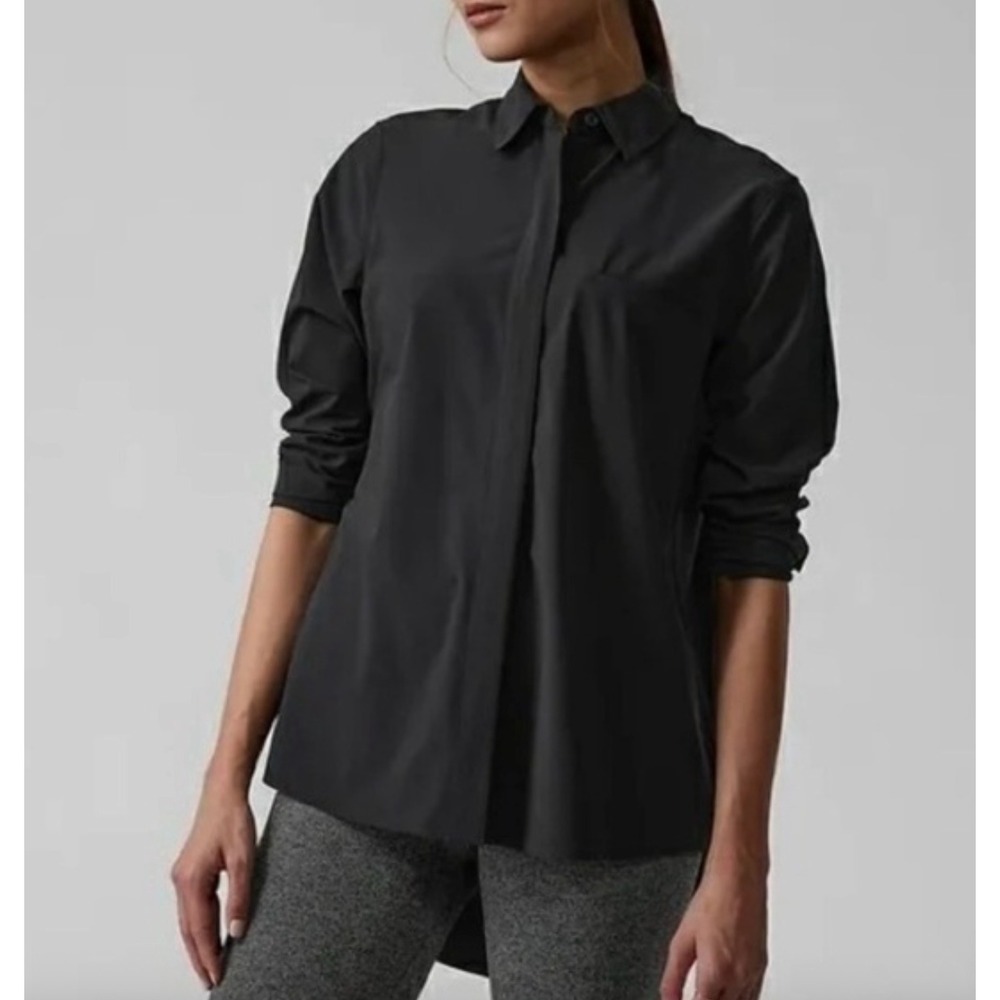 Athleta Black Button Down Collared Long Sleeve Sh… - image 8